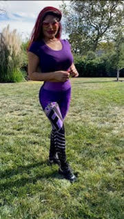 Brigette  Purple Creativity Leggings -Anti-Cellulite