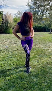 Brigette  Purple Creativity Leggings -Anti-Cellulite